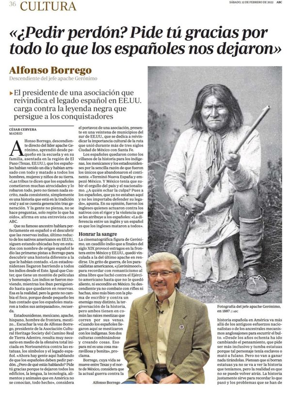 El apache bisnieto de Gerónimo: «La hispanidad fue diferente»