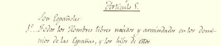 Articulo primero de la constitucion de Cadis de 1812 (la Pepa)