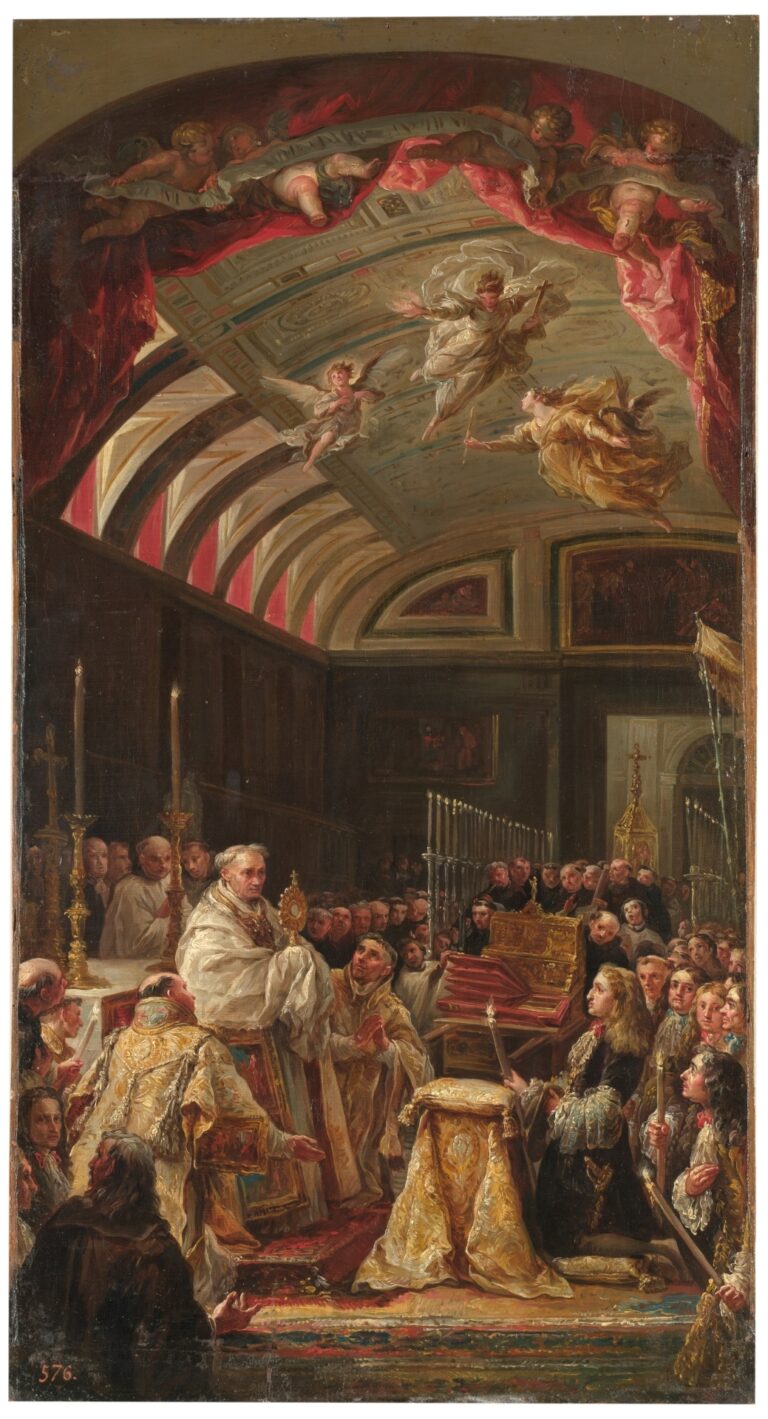 La adoracion de la Sagrada forma, por Claudio Coello en el Museo del prado