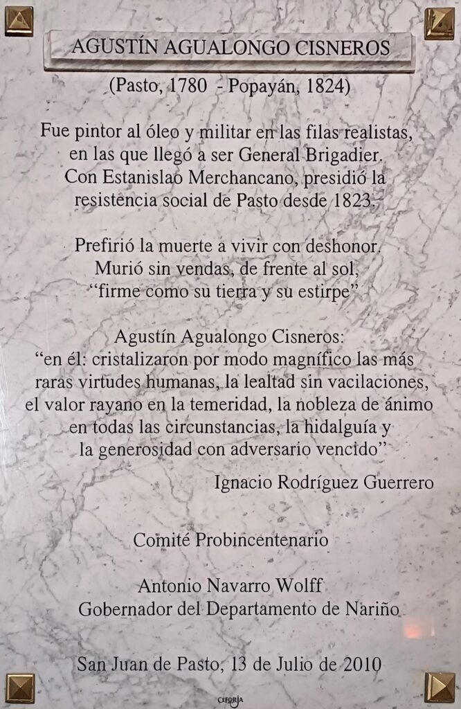 Lapida de Agustin de Agualongo de 2010